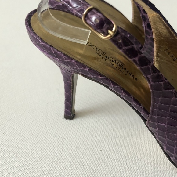Dolce & Gabbana Purple Snake Slingback Heels 11 - Picture 5 of 8